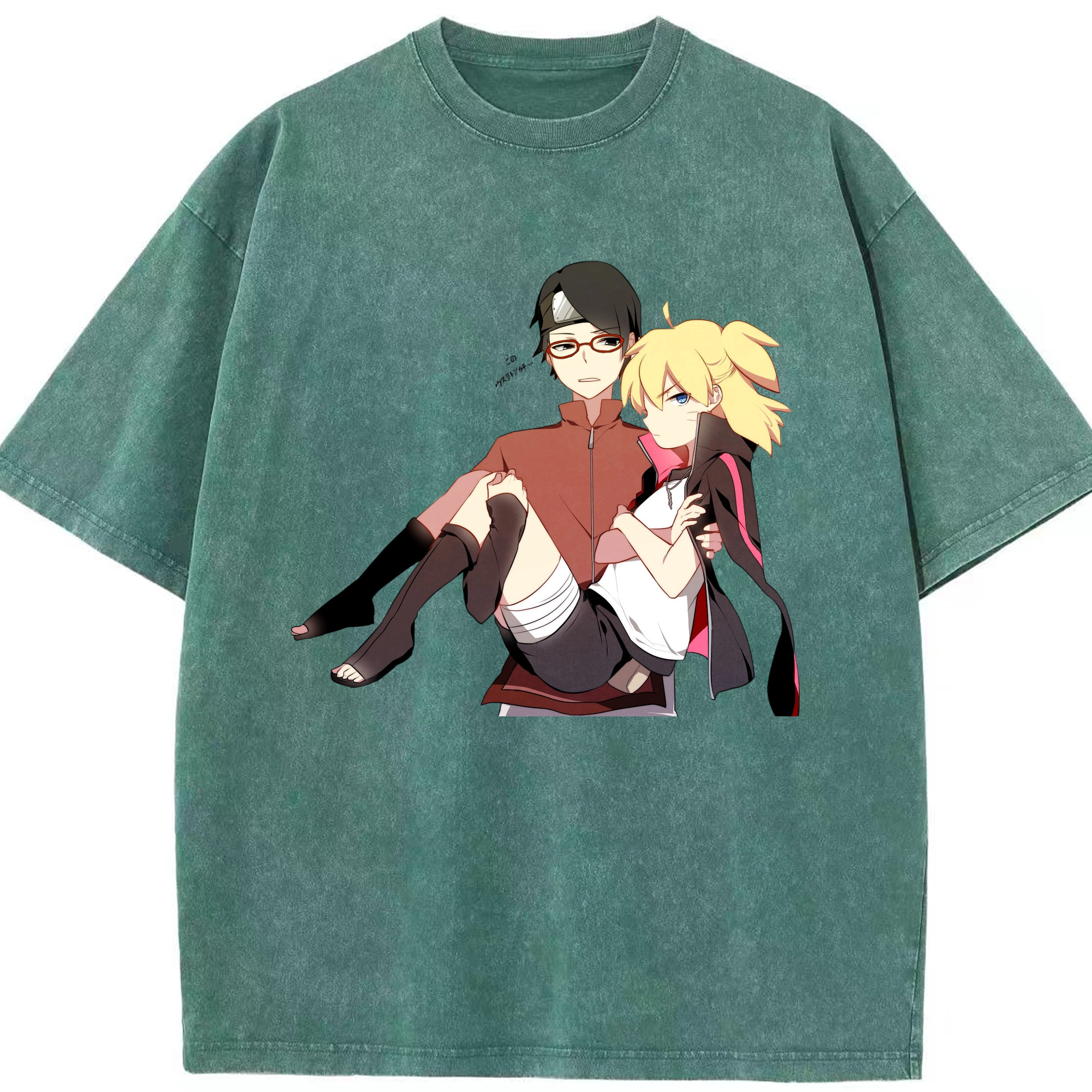（画像用） NARUTO -ナルト- うちは サラダ Uchiha Sarada 綿100% ヴィンテージ風 半袖Tシャツ（フロントプリント）